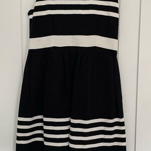 J.Crew Fit & Flare Dress Knee-Length Stripe Crew-Neck Sleeveless